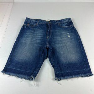 Bellerose Shorts Womens 3 Blue Faded Distressed Unraveled Hem Cotton Denim Jorts